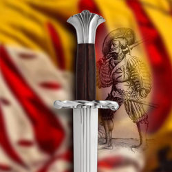 Windlass replica Landsknecht Katzbalger Renaissance Sword with wood grip, fluted pommel and spiral twisted closed s-shaped guard