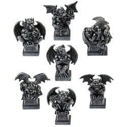 Seven Deadly Sins Mini Gargoyle Set is a set of mini gargoyles in cold cast resin displaying each of the 7 deadly sins