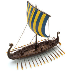 cold-cast resin Viking Longship Model is hand-painted and includes stand for both desktop or tabletop display