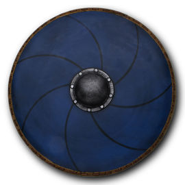Epic Armoury’s blue Gastir Shield is a round latex shield made with tough, latex construction for LARP sparring
