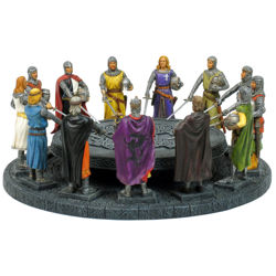 Knights of the Round Table Statue has painted knights that can be removed from the stand on a resin base that resembles stone
