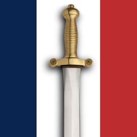 French Napoleonic Infantry Artillery Short Sword / Glaive has solid brass hilt, sharp high carbon steel blade