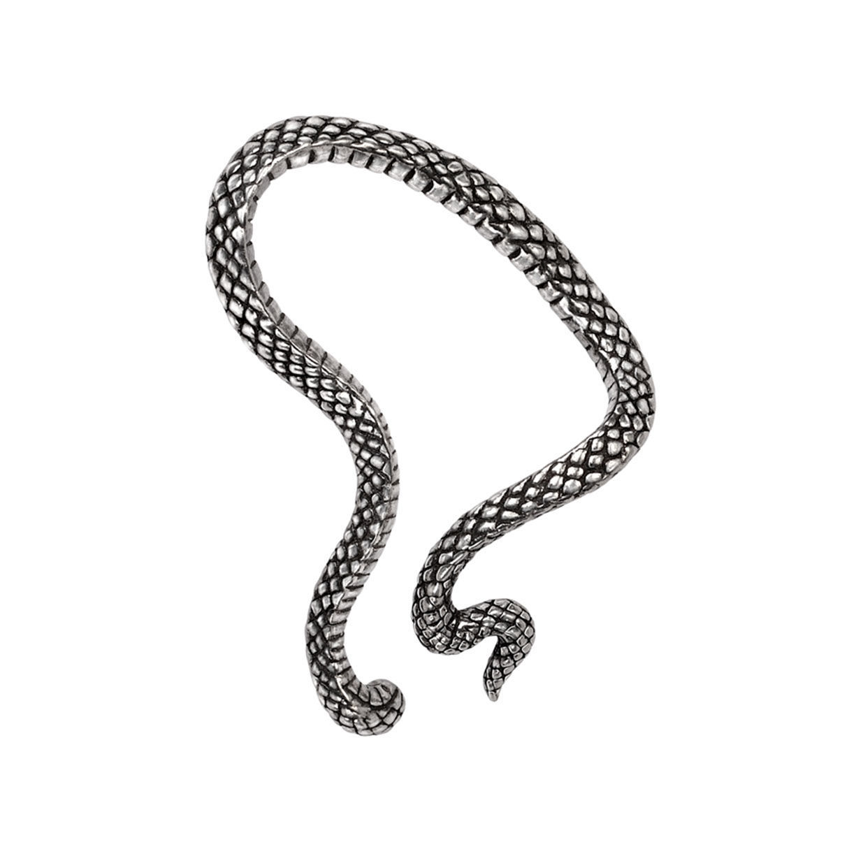 Pewter Serpentine Ear Wrap bends around the left ear and secures with a surgical steel post
