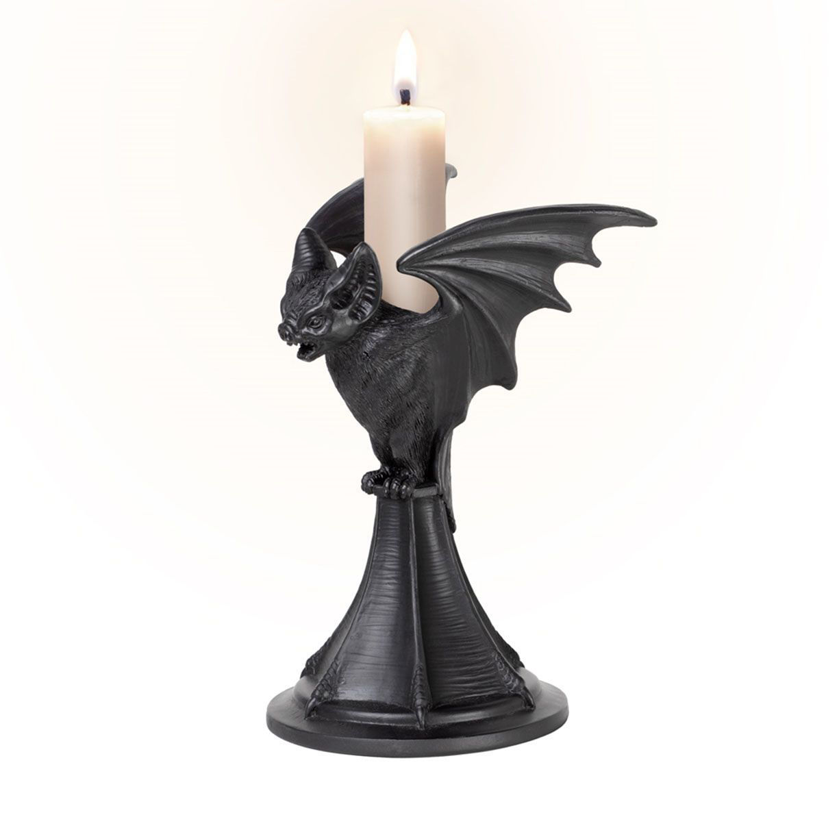 Vespertilio Bat Candlestick is beautifully sculpted and hand-finished in the black resin, from Alchemy Gothic