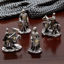 set of 12 miniature hand-painted resin statues of armored Crusader Knights are hand painted with a metalized finish