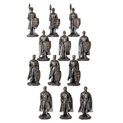 set of 12 miniature hand-painted resin knights 