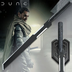 Licensed Dune Long Blade of Duncan Idaho with wood wall display and certificate of authenticity